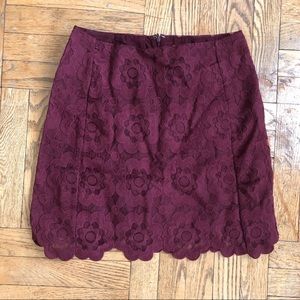 NWT Joe Fresh Red Floral Lace Scalloped Mini Skirt